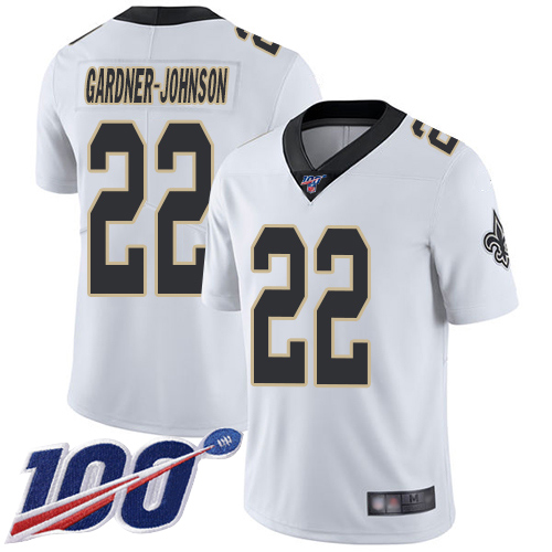 Men New Orleans Saints Limited White Chauncey Gardner Johnson Road Jersey NFL Football #22 100th Season Vapor Untouchable Jersey->new orleans saints->NFL Jersey